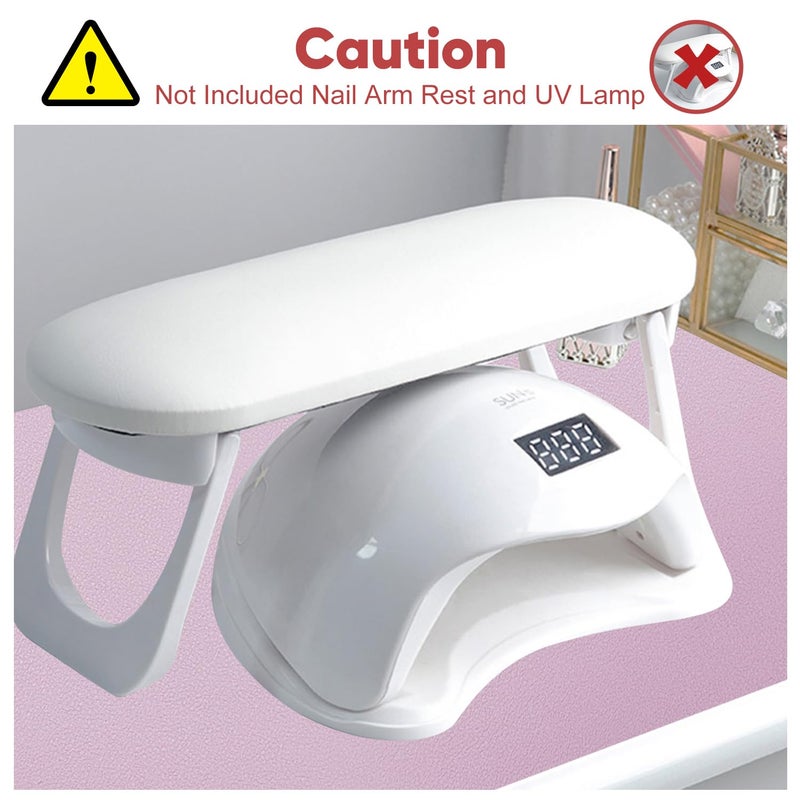 Subay Nail Art Table Mat - Soft Microfiber PU Leather Hand Rest Cushion, Foldable Arm Rest Pillow, Manicure Pad Desk Mat - Pink & Rose - Image 3